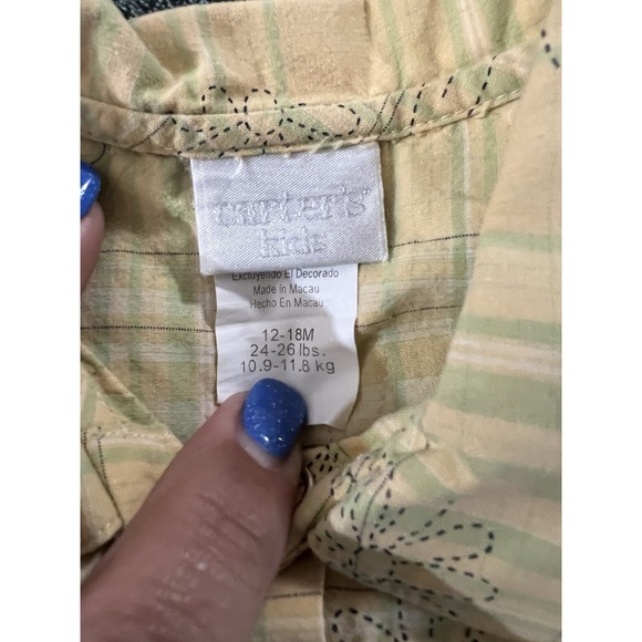 Carters Vintage Toddler Girl Pearlsnap Yellow Top 12-18m - Picture 3 of 4